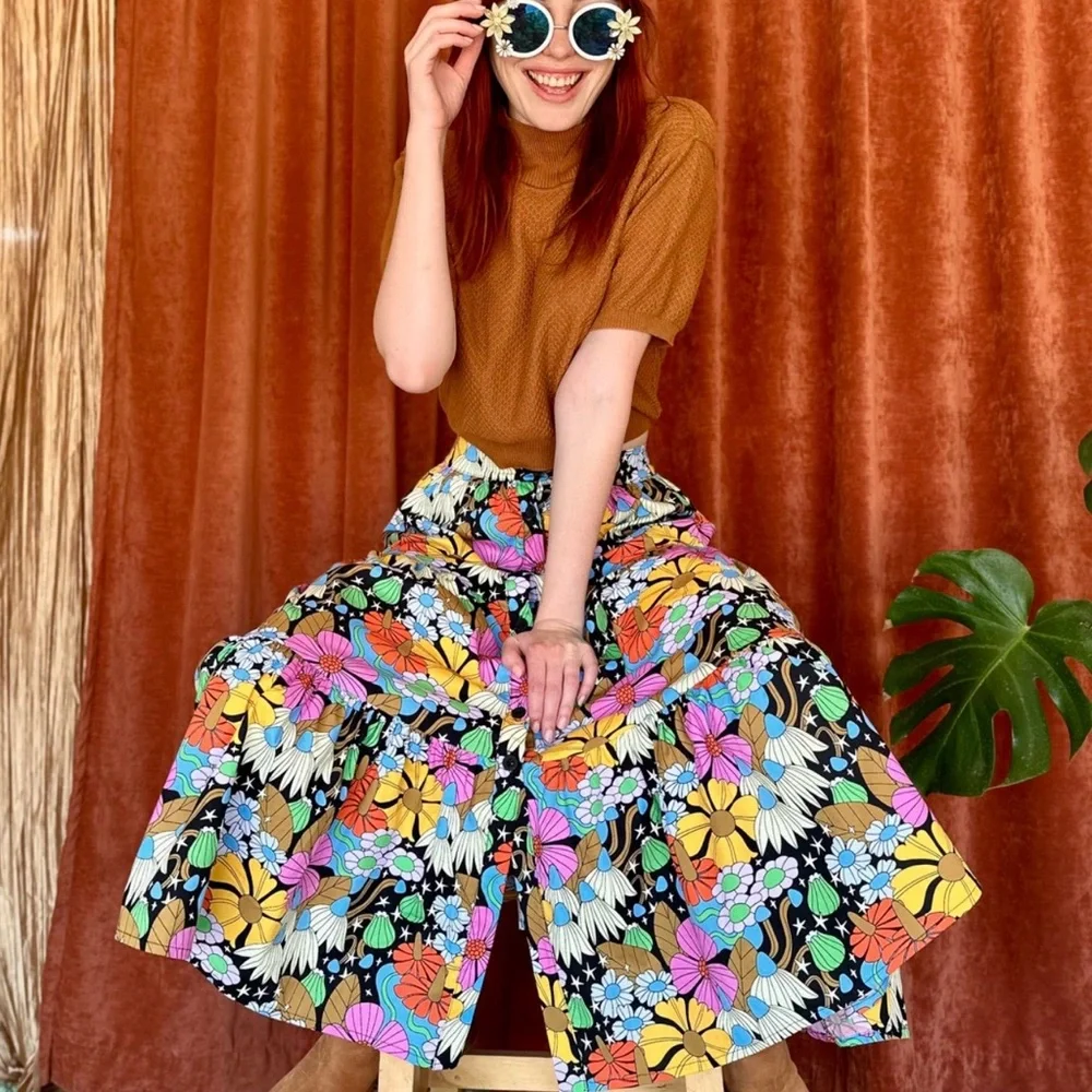 Nooworks Cosmic Flowers Prairie Skirt - Picture 2 of 4